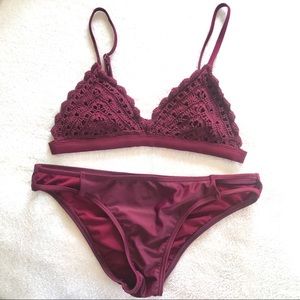 Maroon Crochet Bikini
